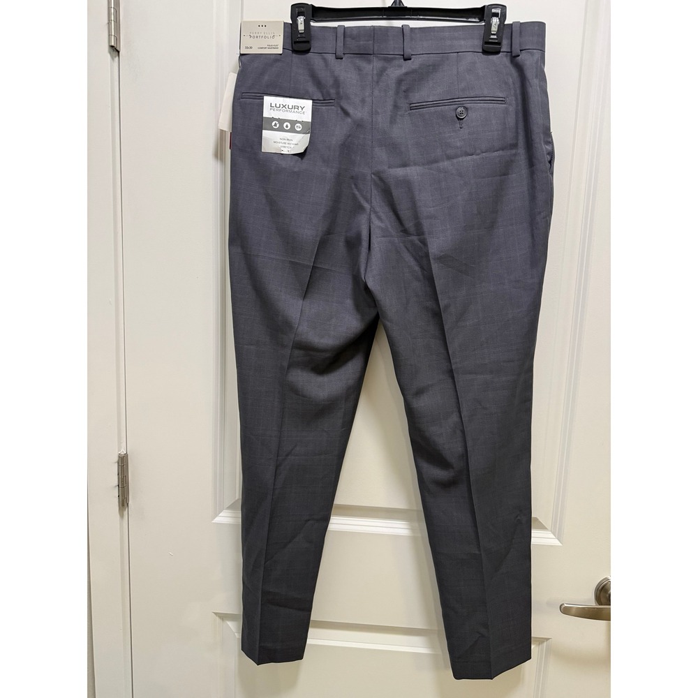 Perry Ellis Portfolio Modern Fit Dress Pants 33x30 Charcoal Gray Folio-Flex NEW - Picture 2 of 7